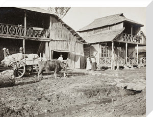 Black and white photograph entitled 'Typical Caucasian Houses'