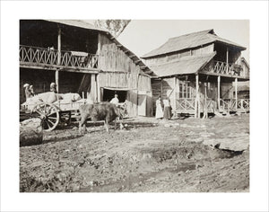 Black and white photograph entitled 'Typical Caucasian Houses'